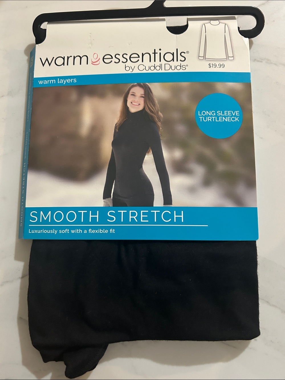 Cuddl Duds Black Smooth Stretch Long Sleeve Turtleneck